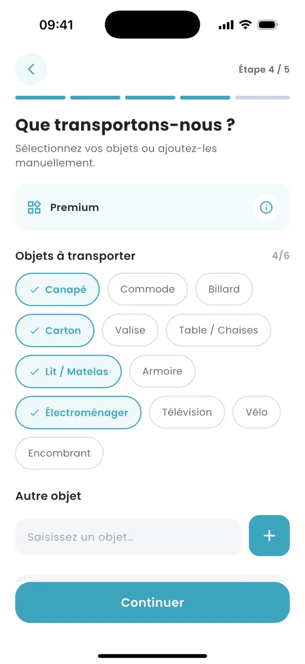 Choix des objets à transporter